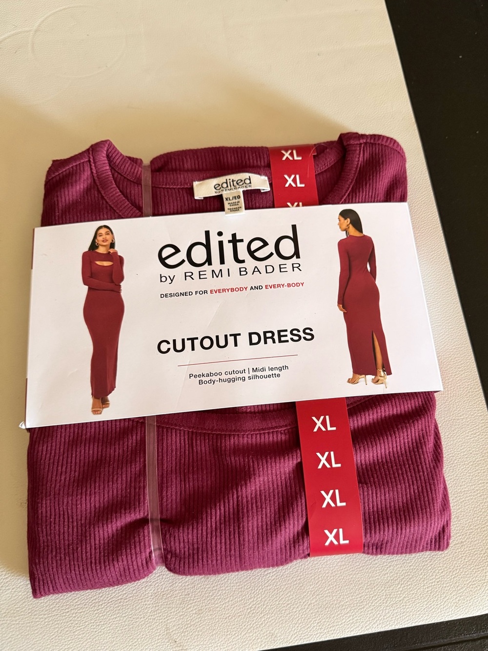 Edited by Remi Bader Women's Plum Cutout Midi Dress - Ribbed Bodycon